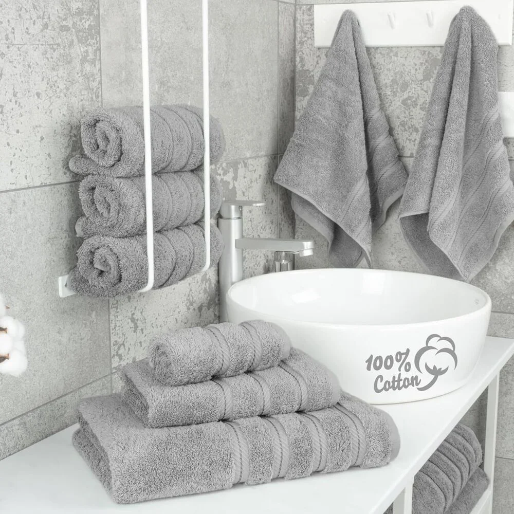New Luxury 6 Piece Towel Set, 2 Bath Towels 2 Hand Towel 2 Washcloths, 600 GSM